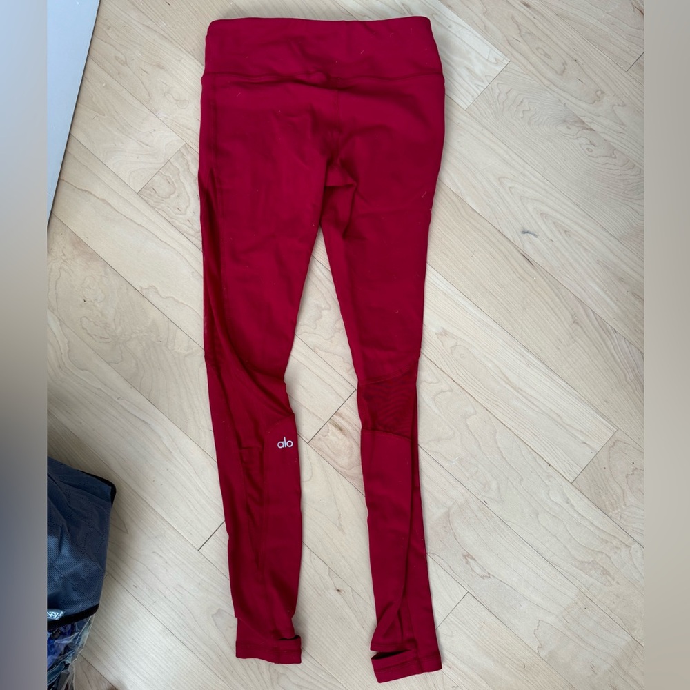 Alo Yoga Full Length Red Stirrup Leggings